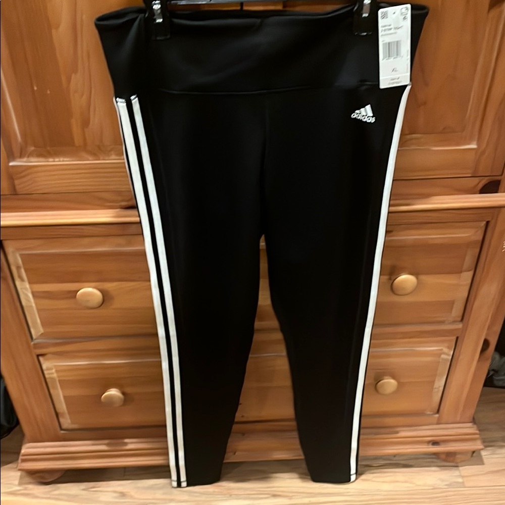 adidas Black Track Pants with White Stripes
